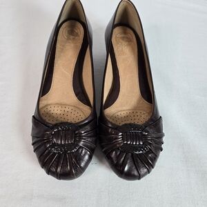 Nuture "Serene" Womens_slipon cushion Insole Wedge Heel Shoes Size 8M In Brown